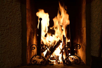 Fire burning at night