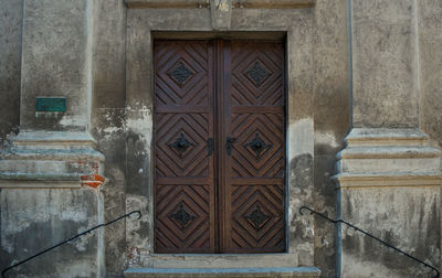 Closed door of old building