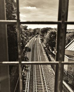 Railroad track against sky