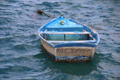 High angle view of boat in sea