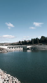 Scenic view of lake against sky