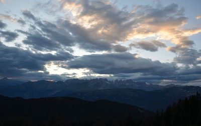 Scenic view of mountains against dramatic sky
