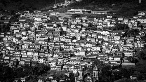 High angle view of buildings in city