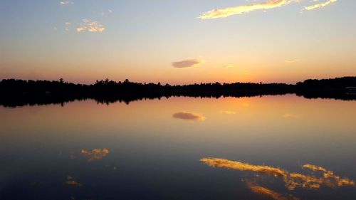 Reflection of trees in calm lake