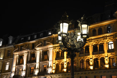 Illuminated building at night