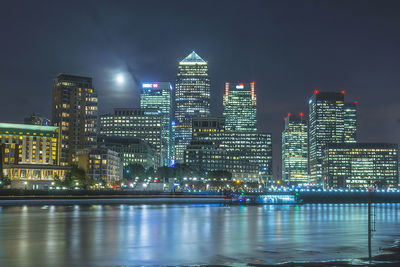 Illuminated city at night