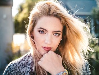 Portrait of beautiful woman with blond hair