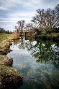 Scenic view of lake against sky