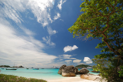Scenic view of sea against cloudy sky