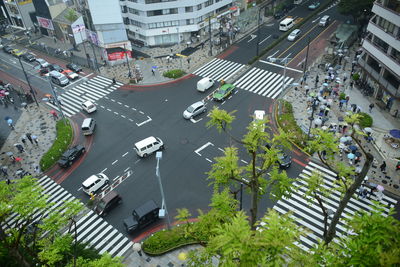 High angle view of city street