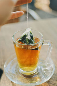 Close-up of drink in glass on table