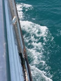 High angle view of ship in sea