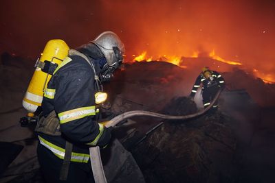 Firefighters working outdoors