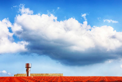 Smoke stacks against sky