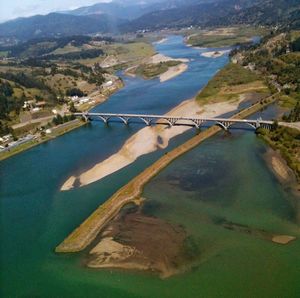 Aerial view of river and mountains