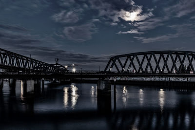 Bridge over river against cloudy sky