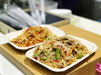 Close-up of food in plate on table