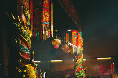 Interior of chinese temple with incense stick