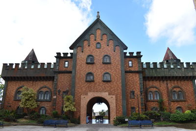 Low angle view of historic building against sky