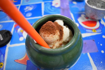 Close-up of soup in bowl