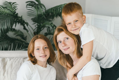 Portrait of happy family at home