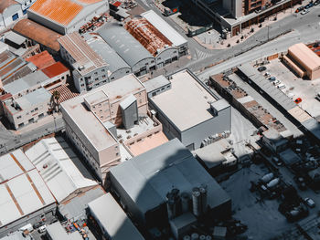 High angle view of buildings in city