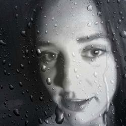 Close-up of water drops on glass