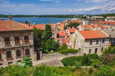 High angle view of townscape against sky