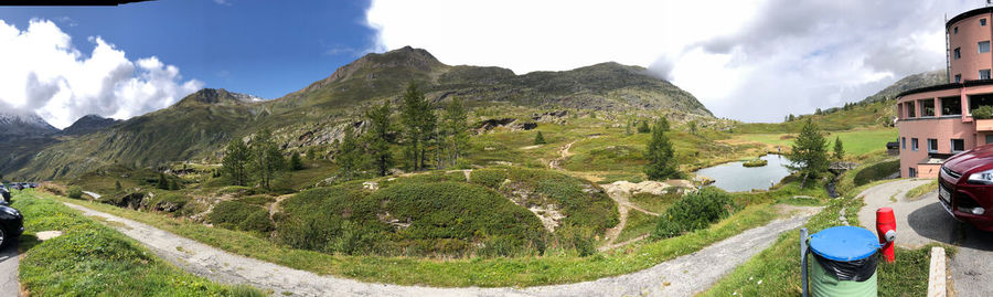 Panoramic view of mountains against sky