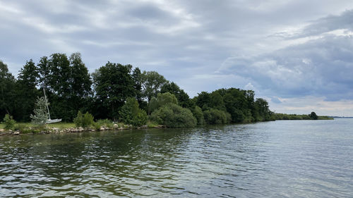 Scenic view of lake against sky