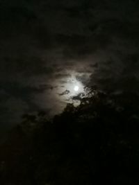 Low angle view of silhouette moon against sky at night