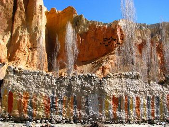 Low angle view of rock formations