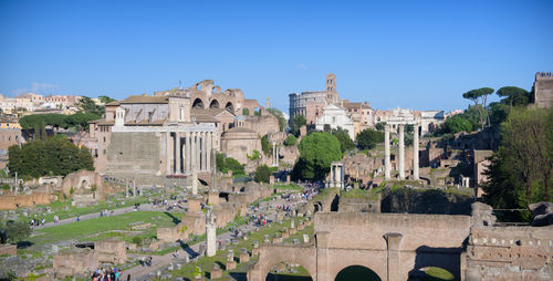 Panoramic view of historic building against clear sky