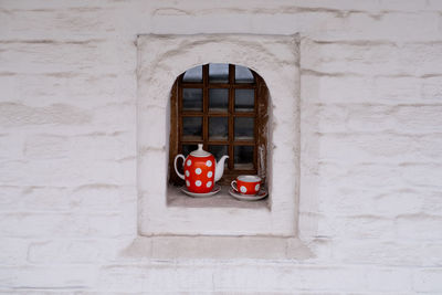 Closed door of old building