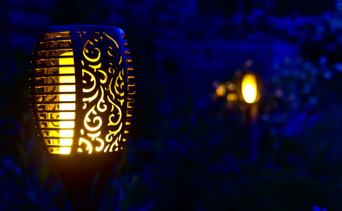 Close-up of illuminated lantern