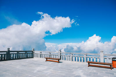 Scenic view of lake against blue sky