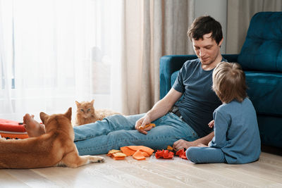 Friends sitting on floor
