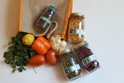 Close-up of vegetables in jar