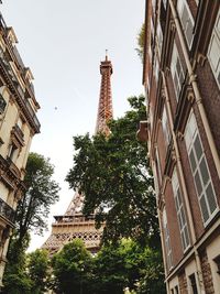 Low angle view of tower against clear sky