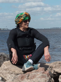 Portrait of mature woman in the sea