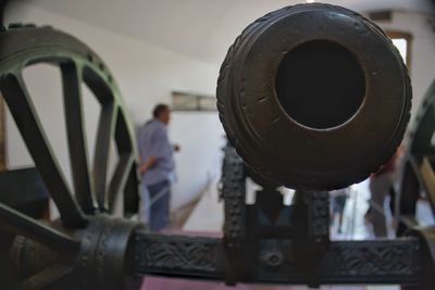 Low angle view of man working in factory