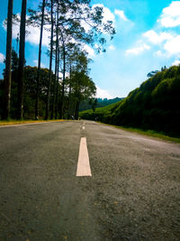 Road amidst trees against sky