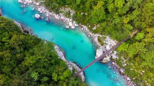 High angle view of lake amidst trees