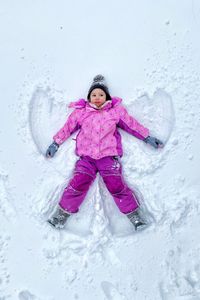 Portrait of girl in snow