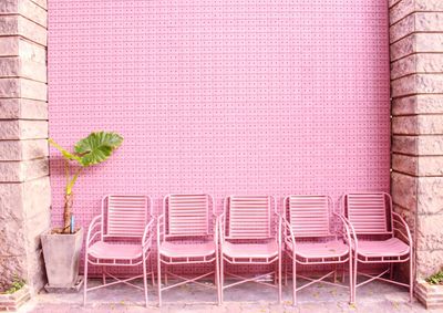 Empty pink chairs