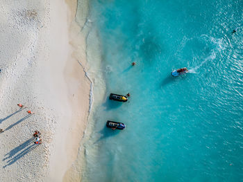 High angle view of people on beach