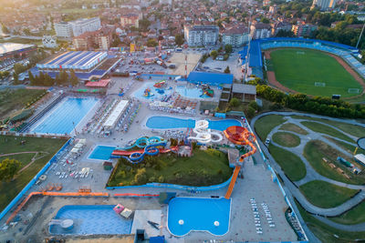 Jagodina drone view, serbia aerial photo. summer day