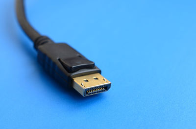 Usb cable on blue background