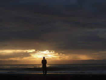 Scenic view of sea at sunset