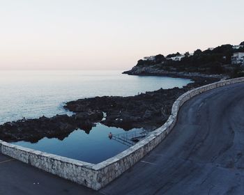 High angle view of beach against clear sky